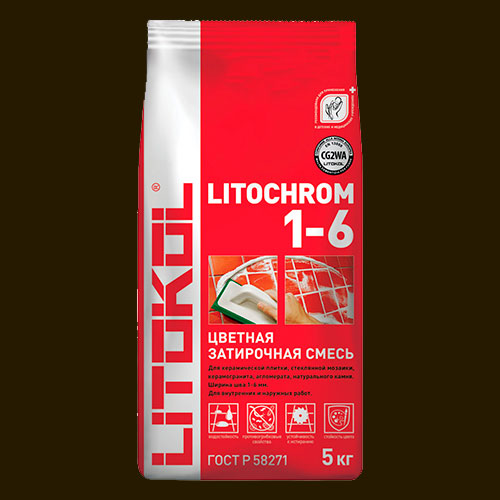 Затирка швов цементная Litokol Litochrom 1-6 С.470 черный, алюм.мешок 5 кг