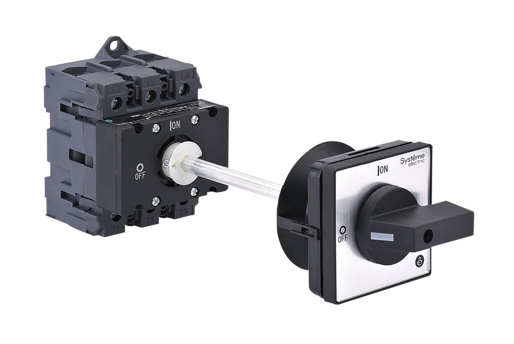 Systeme Electric SystemePact MSD  Выключатель-разъединитель 3P 80A IP20 с чёрной выносной рукояткой на дин-рейке/плате