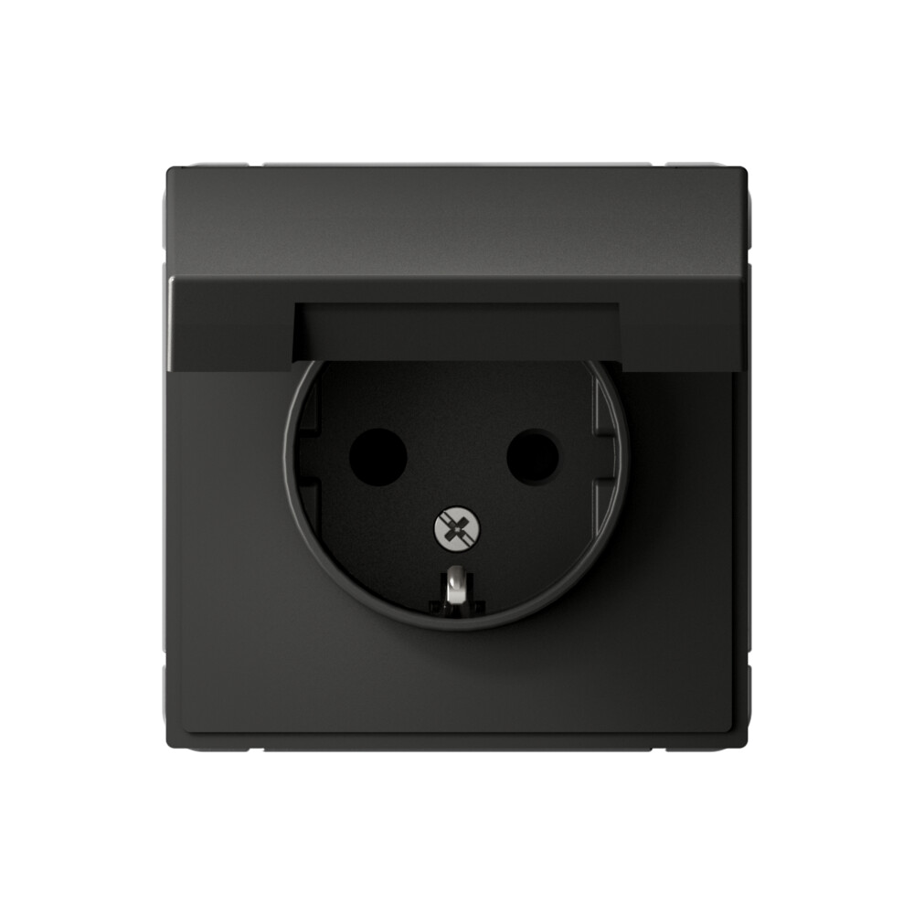 Systeme Electric ArtGallery Базальт Розетка с заземл. со шторк. с крышкой, 16А, IP20, механизм