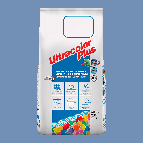 Затирка швов цементная Mapei Ultracolor Plus №168 Лазурный 2кг