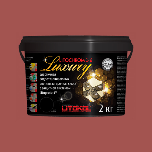 Затирка швов цементная Litokol Litochrom 1-6 Luxury C.490 коралл, ведро 2 кг