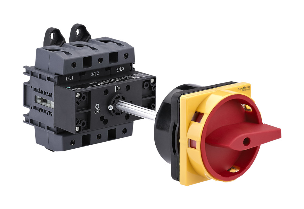 Systeme Electric SystemePact MSD  Выключатель-разъединитель 3P 175A IP20 с красной выносной рукояткой на дин-рейке/плате с замком