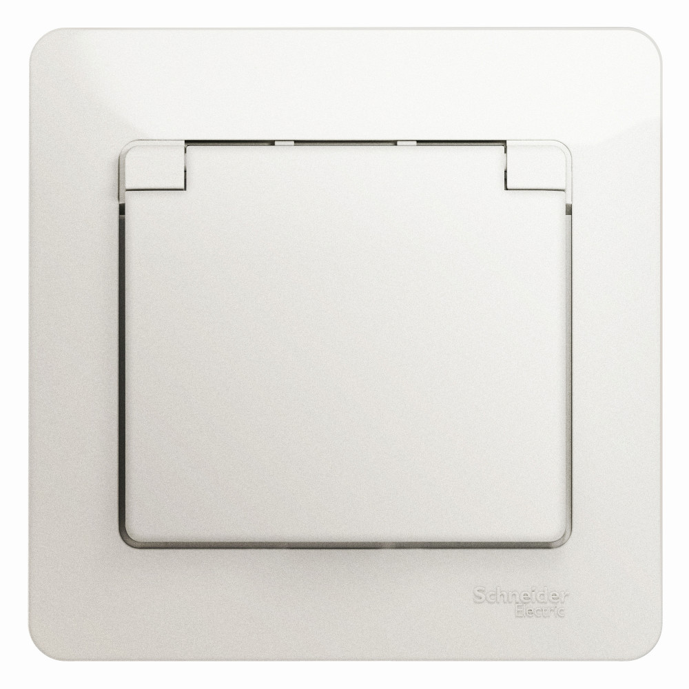 Systeme Electric Glossa Перламутр Розетка с/з со шторками с крышкой, 16А, IP20 (в сборе)