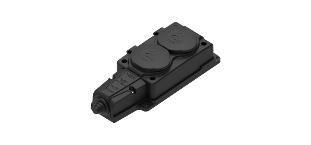 Systeme Electric MultiSet Черная Колодка 2х розетка 2К+З каучуковая 16А/250В IP44