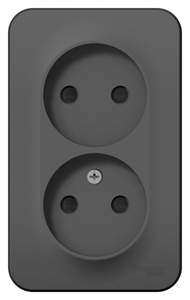 Systeme Electric Blanca наруж Антрацит Розетка 2-ая б/з со шторками 16А, 250В, изолир. пластина