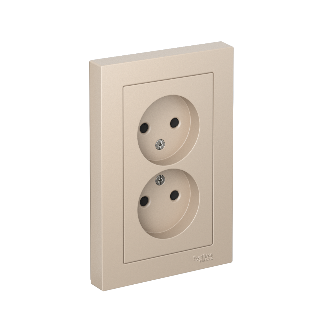 Systeme Electric AtlasDesign Песочный Розетка двойная б/з со шторками,16А, в сборе