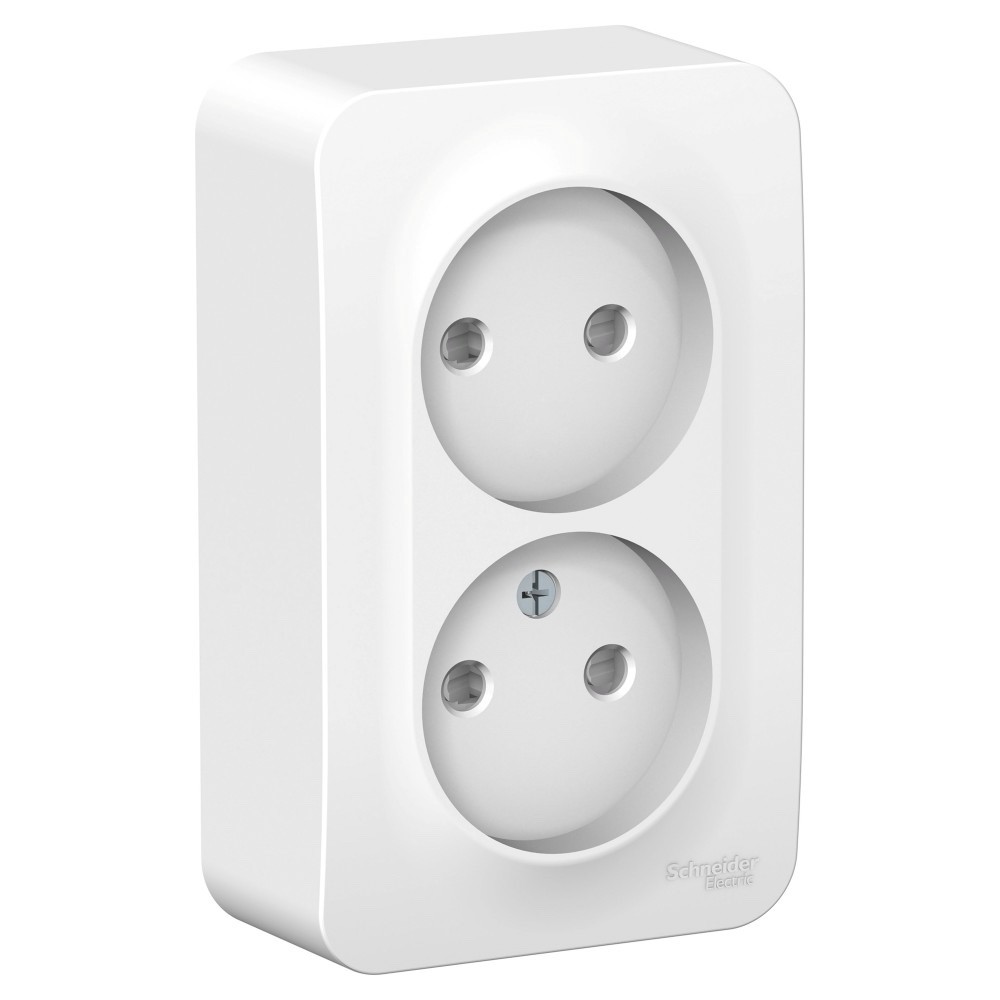 Systeme Electric Blanca наруж Бел Розетка 2-ая б/з со шторками 16А, 250В, изолир. пластина