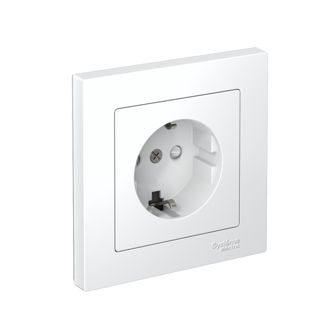 Systeme Electric AtlasDesign Белый Розетка с заземлением со шторками, 16А, в сборе, быстрозажим. клем.
