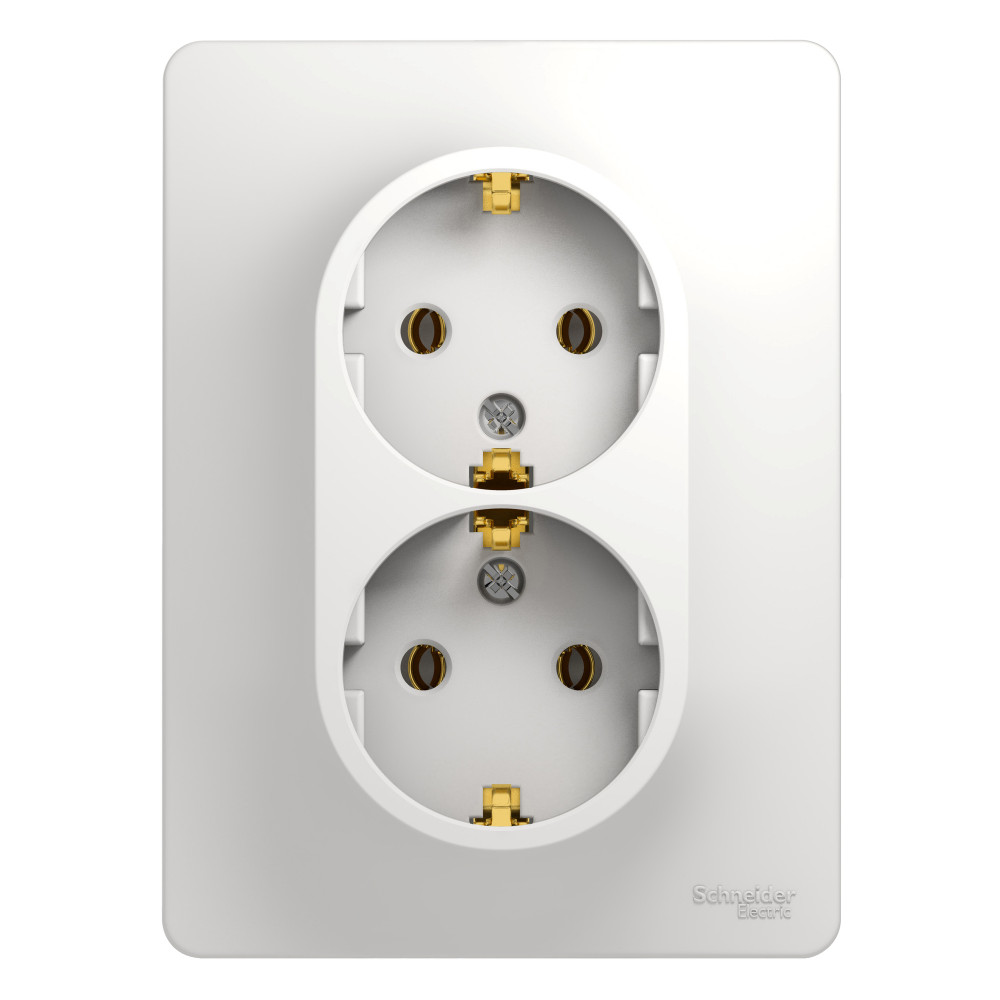 Systeme Electric Glossa Бел Розетка 2-я с/з (в сборе с рамкой)