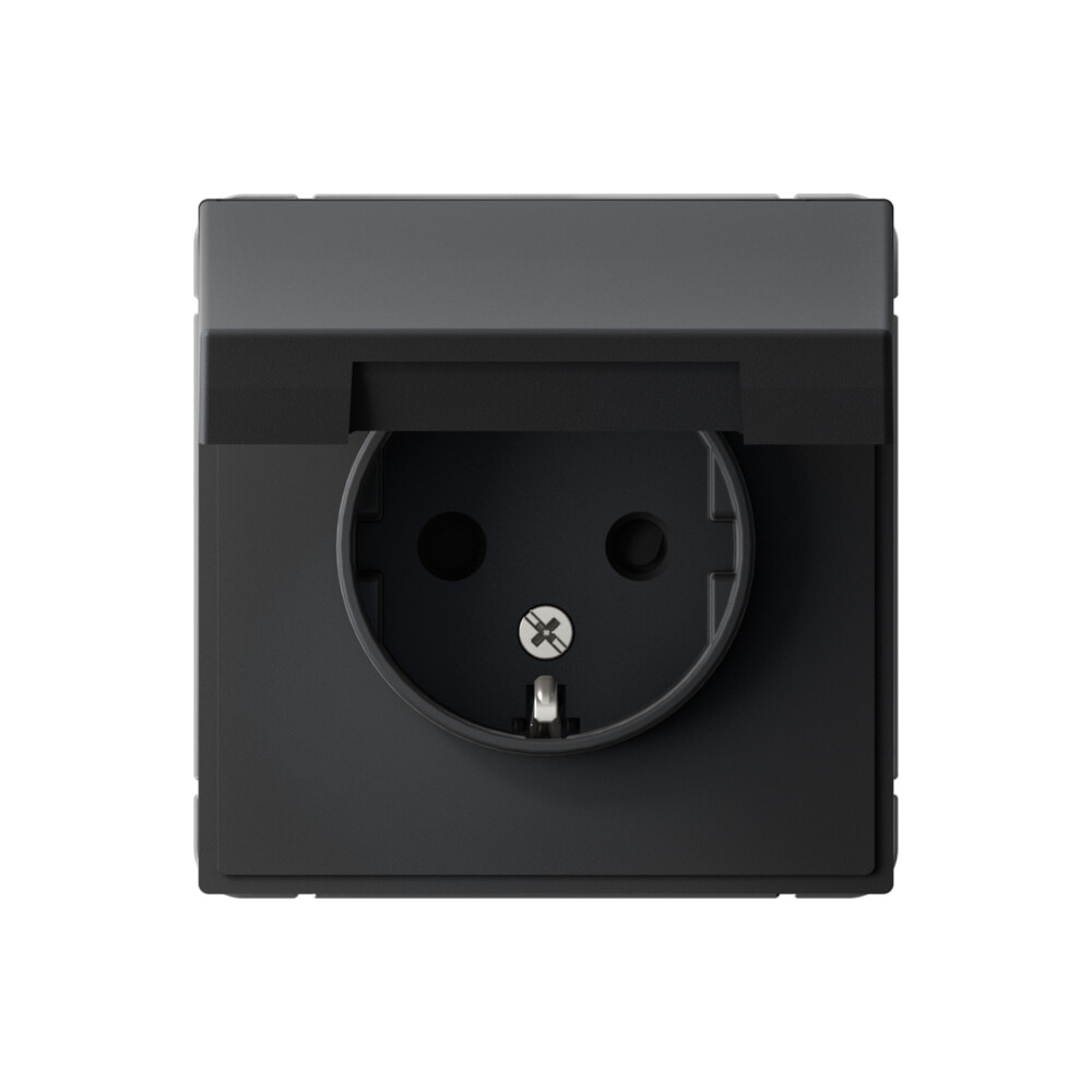 Systeme Electric ArtGallery Карбон Розетка с заземл. со шторк. с крышкой, 16А, IP20, механизм