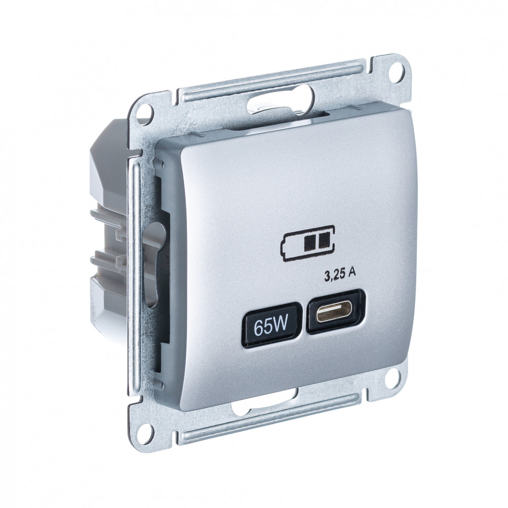 Systeme Electric Glossa Алюминий USB Розетка тип-C 65W высокоскор.заряд. QC, PD, мех.