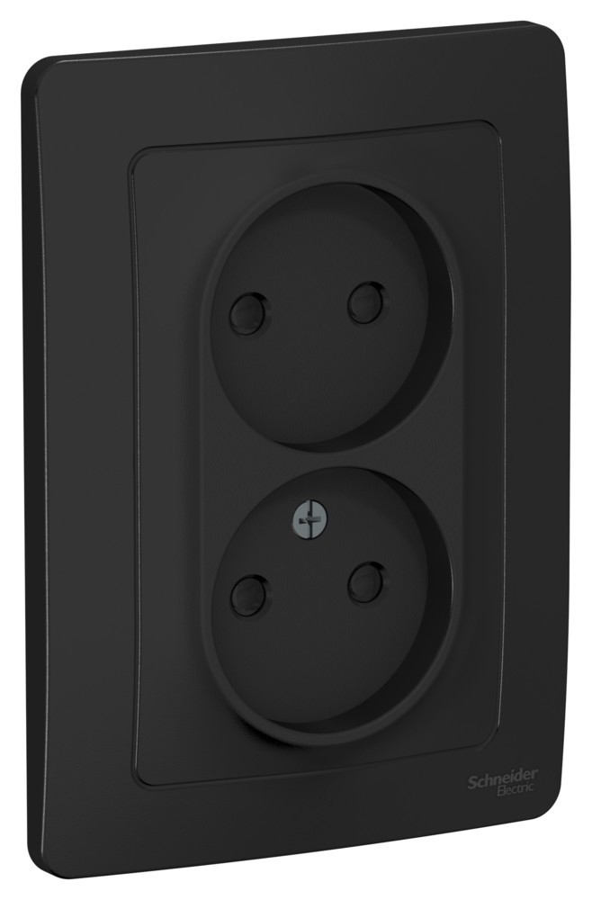 Systeme Electric Blanca внутр Антрацит Розетка 2-ая б/з со шторками, 16А, 250В