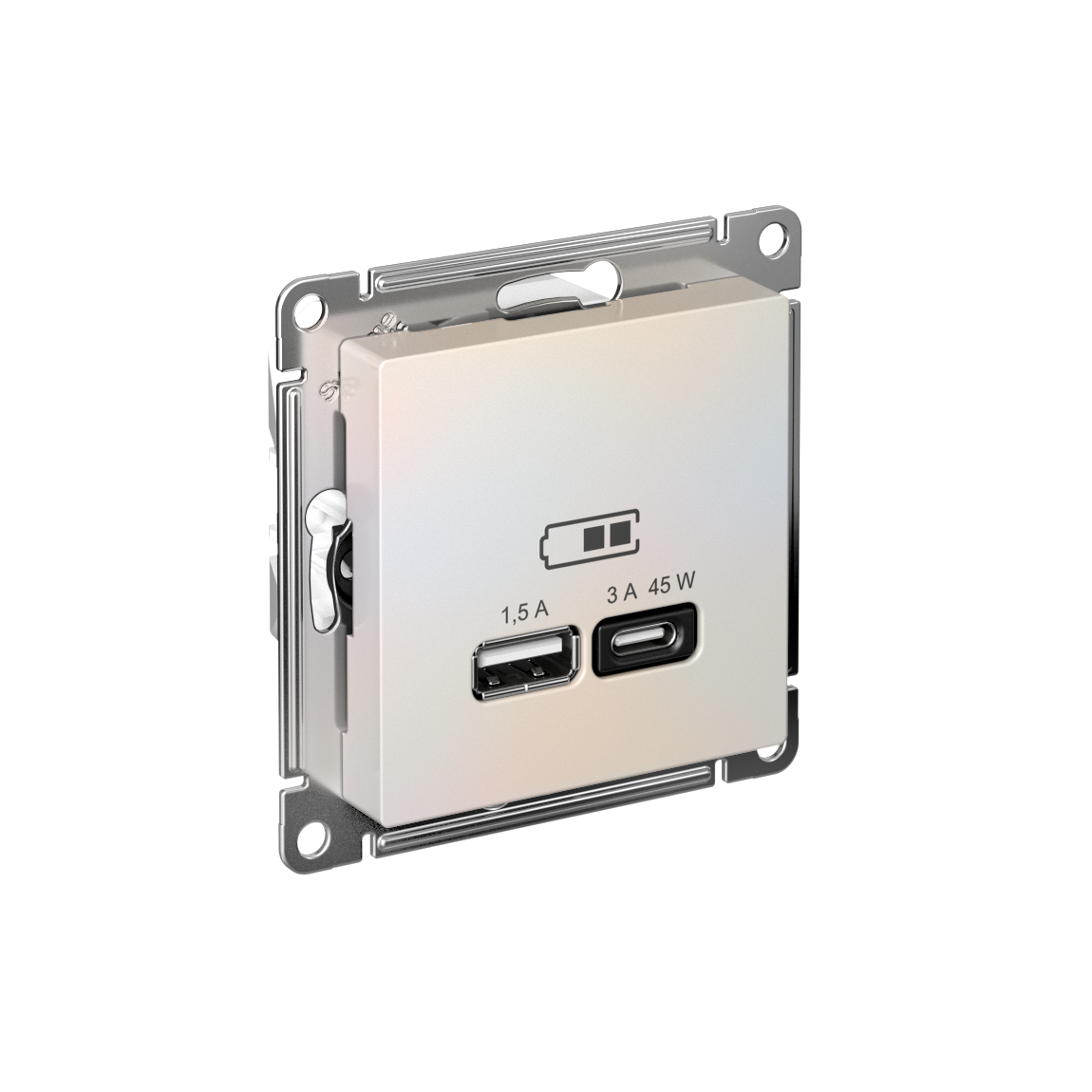 Systeme Electric AtlasDesign Жемчуг USB Розетка A + тип-C 45W высокоскор.заряд. QC,PD, мех.