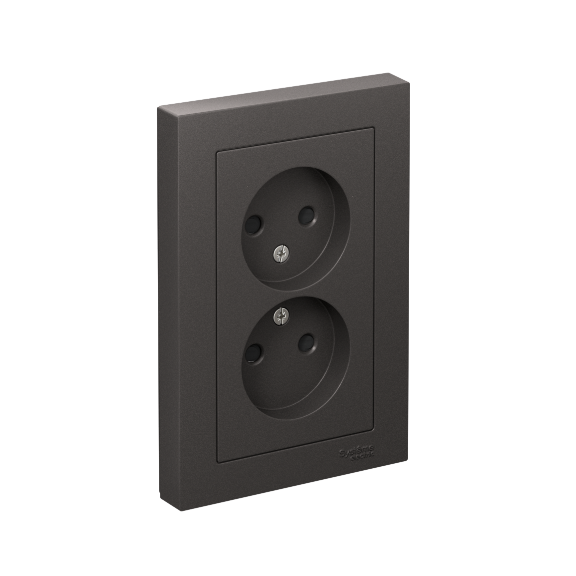 Systeme Electric AtlasDesign Базальт Розетка двойная б/з со шторками,16А, в сборе