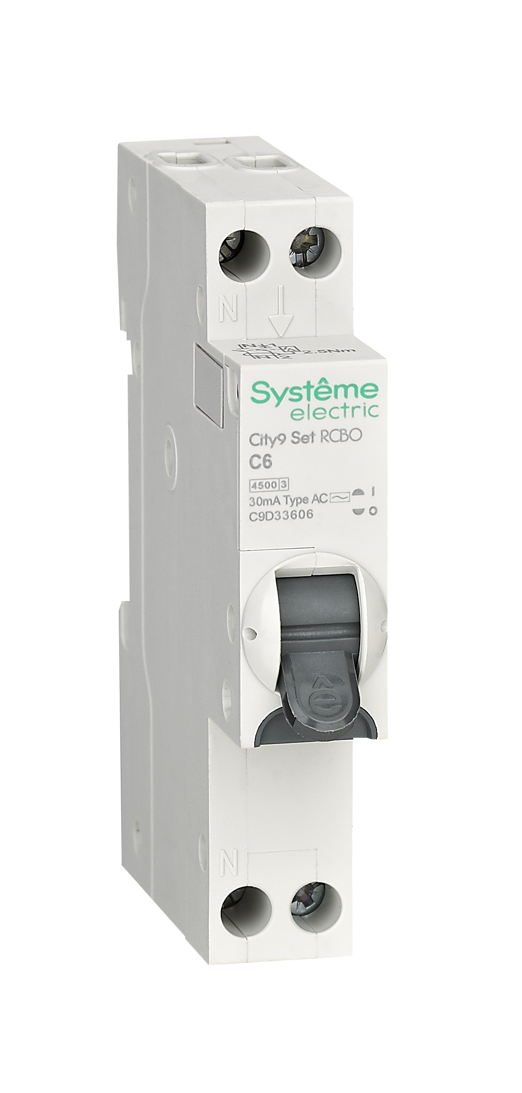 Systeme Electric City9 АВДТ 1П+Н C6 4500A 30мА AC 18мм