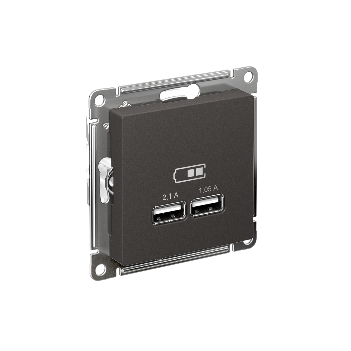 Systeme Electric AtlasDesign Базальт Розетка USB A+A, 5В/2,1 А, 2х5В/1,05 А, механизм