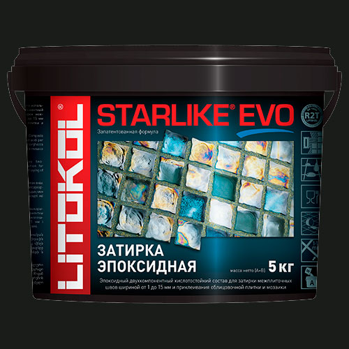 Затирка швов эпоксидная Litokol Starlike Evo S.145 Nero Carbonio, 5 кг