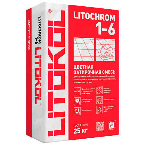 Затирка швов цементная Litokol Litochrom 1-6 C.00 белый, мешок 25 кг