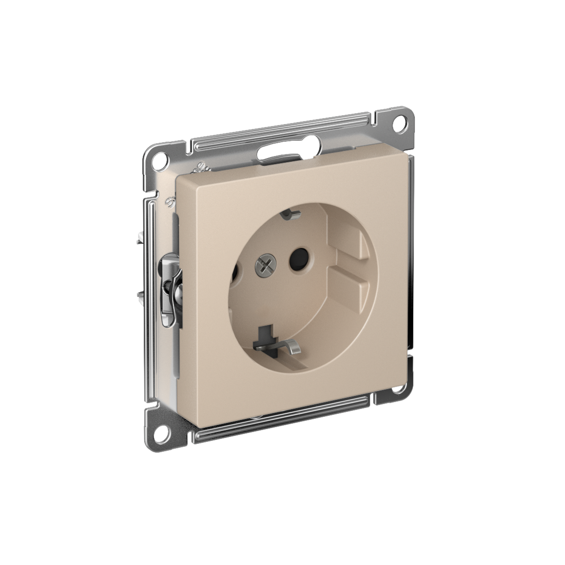Systeme Electric AtlasDesign Песочный Розетка с заземлением со шторками, 16А, мех., быстрозажим. клем.