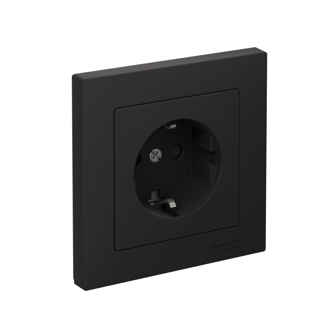 Systeme Electric AtlasDesign Карбон Розетка с заземлением со шторками, 16А, в сборе, быстрозажим. клем.