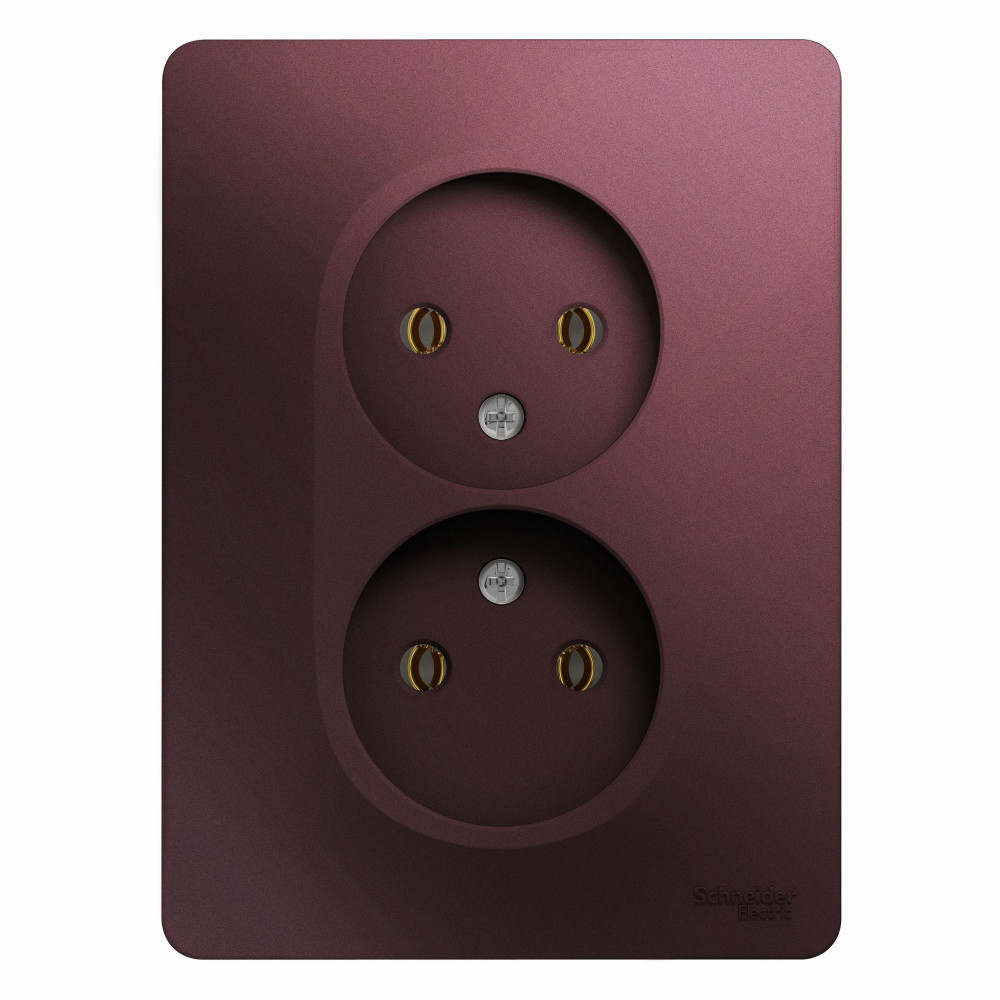 Systeme Electric Glossa Баклажановый Розетка 2-ая б/з (в сборе)