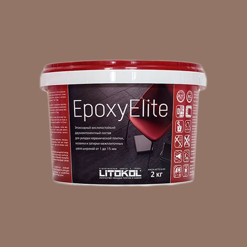 Эпоксидная затирка для плитки Litokol EpoxyElite E.12 Табачный , ведро 2 кг