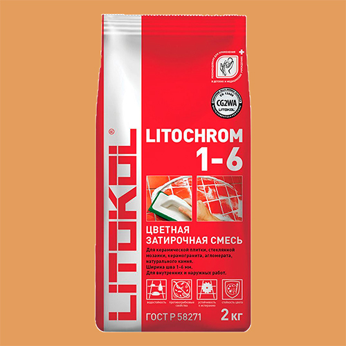 Затирка швов цементная Litokol Litochrom 1-6 C.140 светло-коричневый, алюм.мешок 2 кг