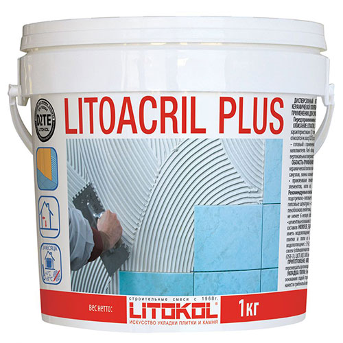 Клей для плитки Litokol Litoacril Plus, белый, ведро 5 кг
