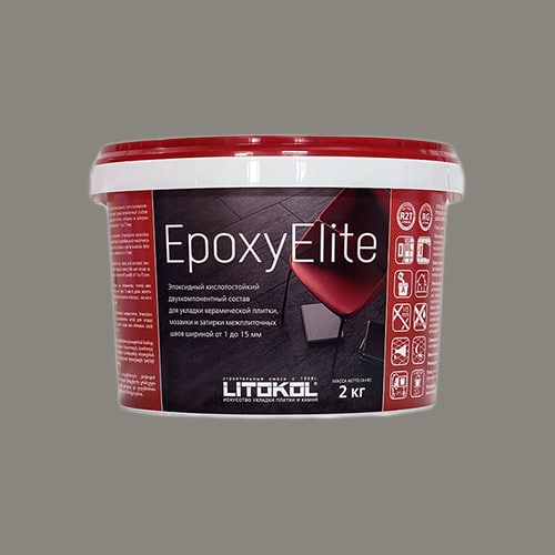 Эпоксидная затирка для плитки Litokol EpoxyElite E.05 Серый базальт , ведро 2 кг