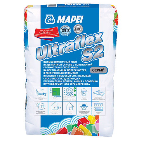 Клей для плитки Mapei Ultraflex S2 Grey серый 25 кг.