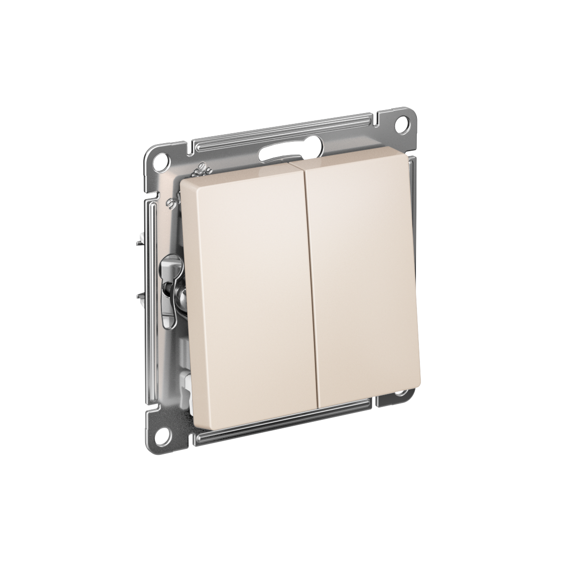 Systeme Electric AtlasDesign Бежевый Выключатель 2-клавишный, сх.5, 10АХ, мех., быстрозажим. клем.