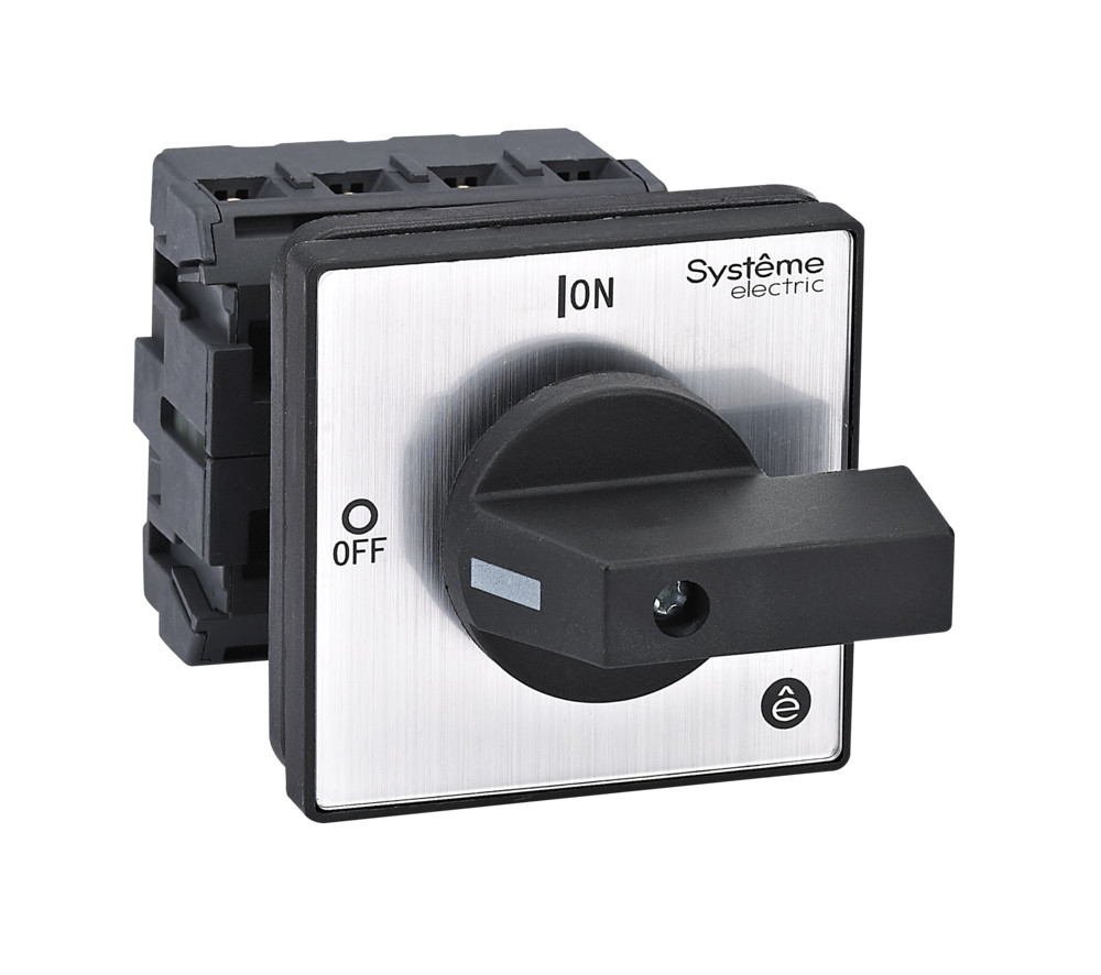 Systeme Electric SystemePact MSD  Выключатель-разъединитель 4P 25A IP20 с чёрной рукояткой на дверцу 4 винтами