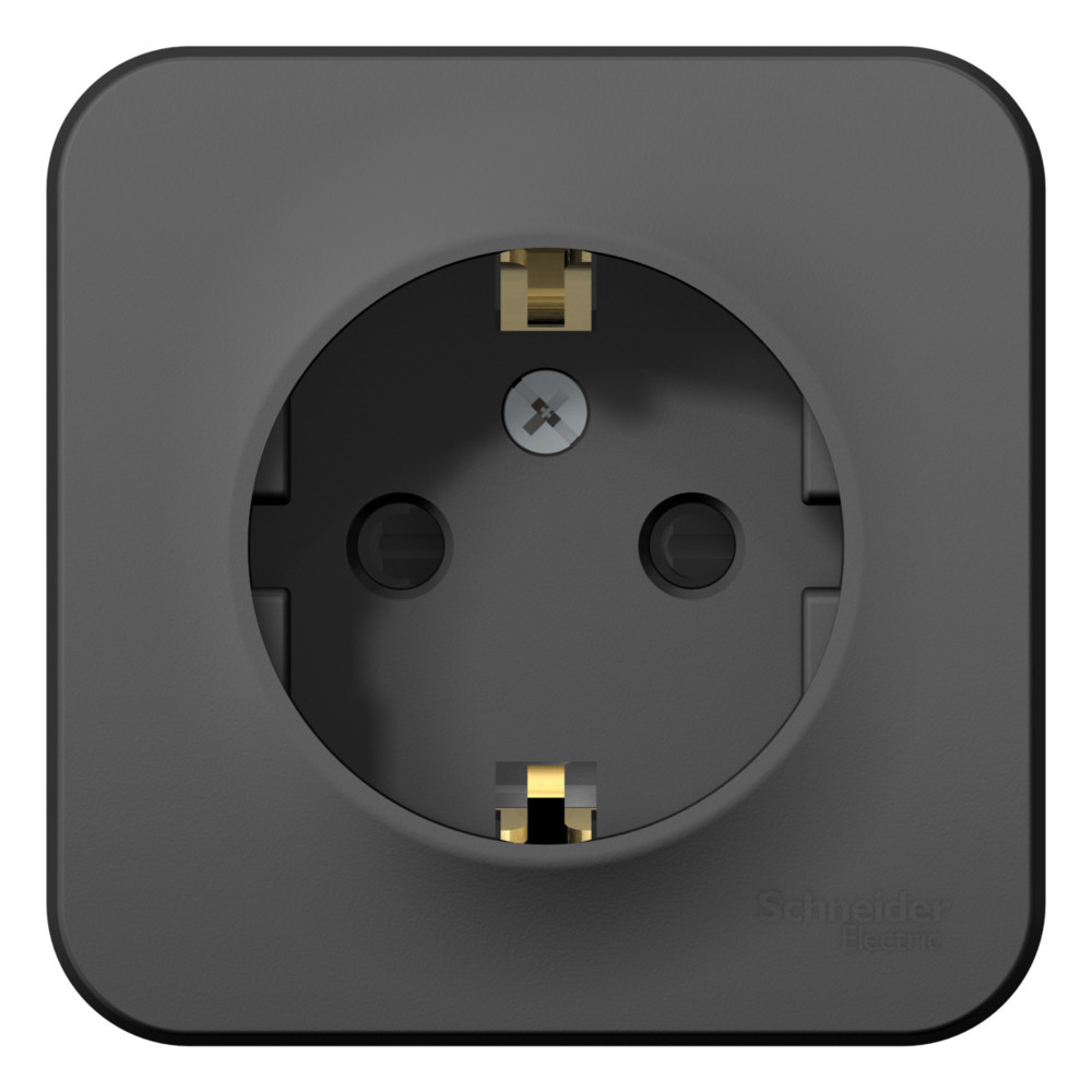 Systeme Electric Blanca наруж Антрацит Розетка с/з со шторками 16А, 250В, изолир. пластина