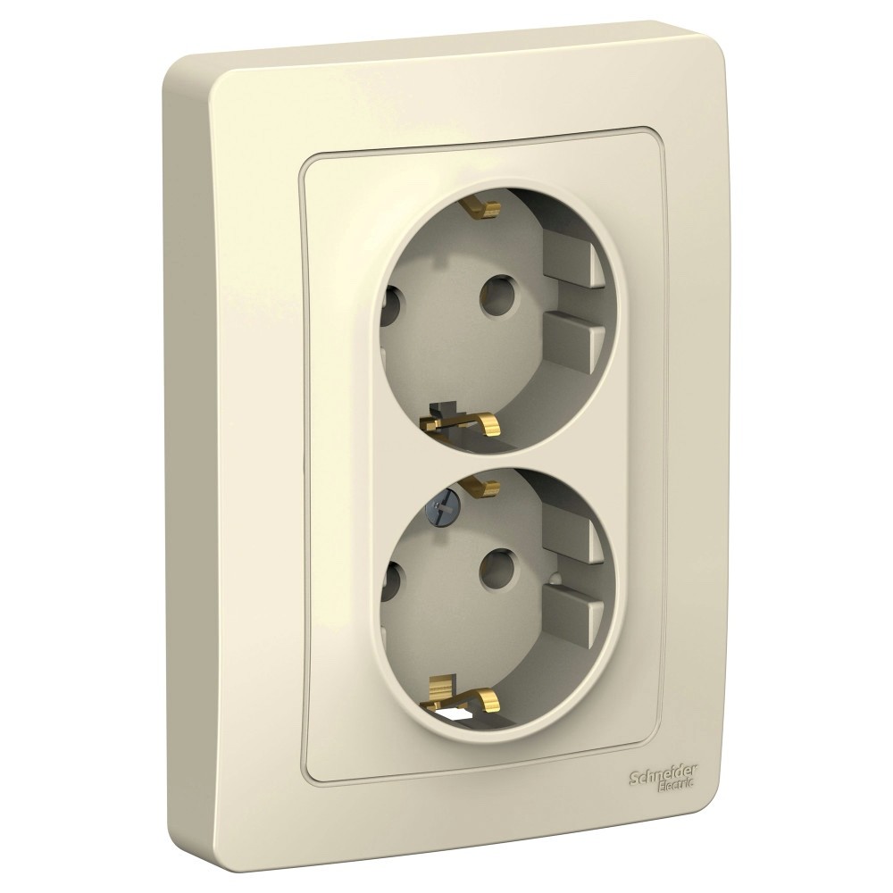 Systeme Electric Blanca внутр Молочная Розетка 2-ая с/з без шторок, 16А, 250В