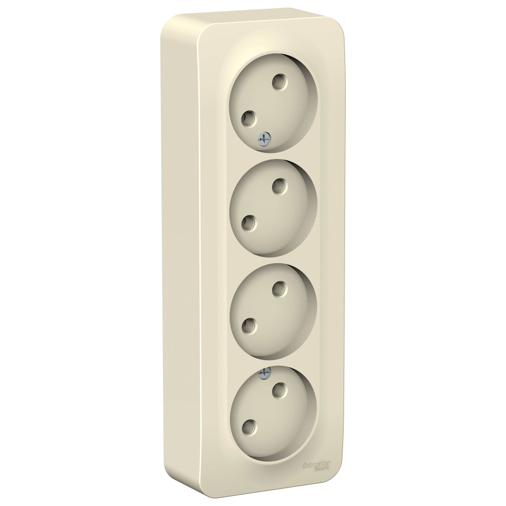 Systeme Electric Blanca наруж Молочная Розетка 4-ая б/з без шторок 16А, 250В, изолир. пластина