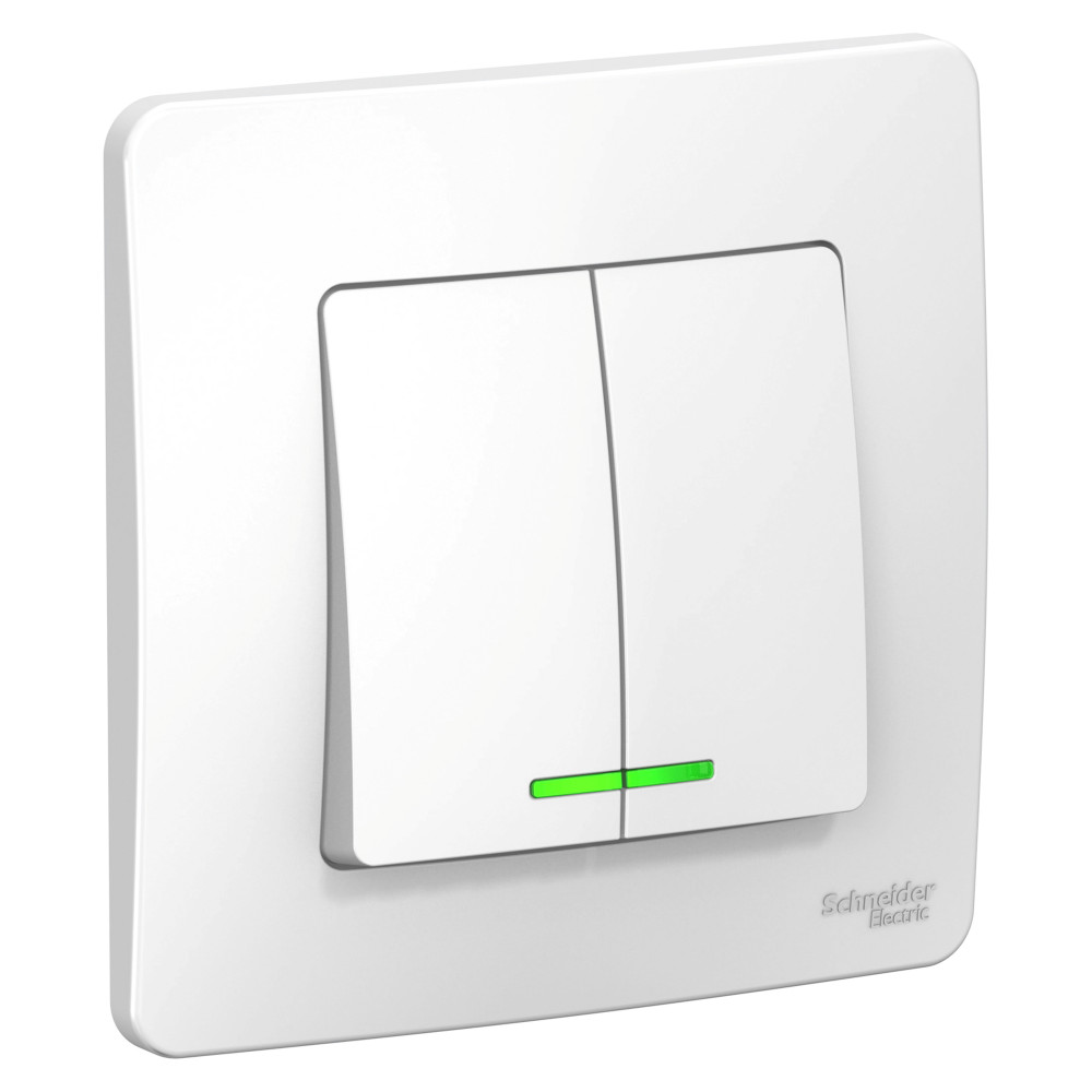 Systeme Electric Blanca внутр Бел Выключатель 2-клавишный с подсветкой, 6А, 250В