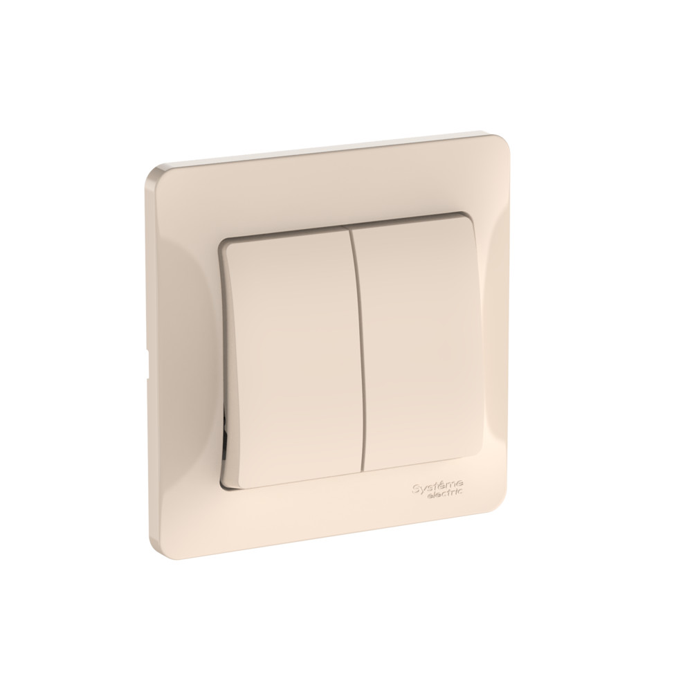Systeme Electric Glossa Бежевый Выключатель 2-клавишный, сх.5, 10АХ, в сборе, быстрозажим. клем.