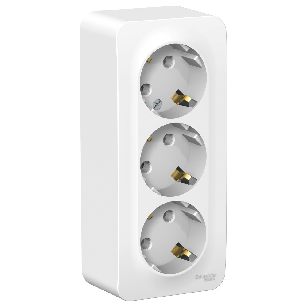 Systeme Electric Blanca наруж Бел Розетка 3-ая с/з без шторок изолир. пластина 16А, 250В