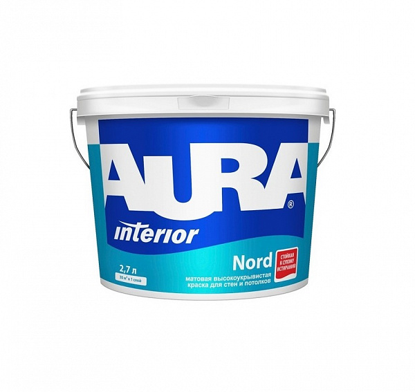 Краска Aura Nord для стен и потолков высокоукрывистая 4,5л Краска Aura Nord для стен и потолков высокоукрывистая 4,5л