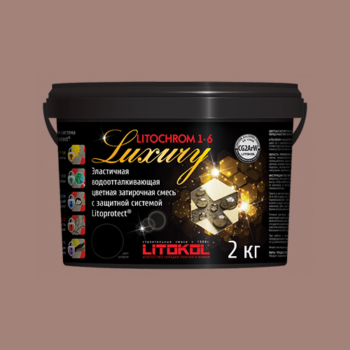 Затирка швов цементная Litokol Litochrom 1-6 Luxury C.80 коричневый/карамель, ведро 2 кг